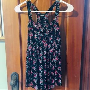 Express Flowered Ruffle Racerback Tank